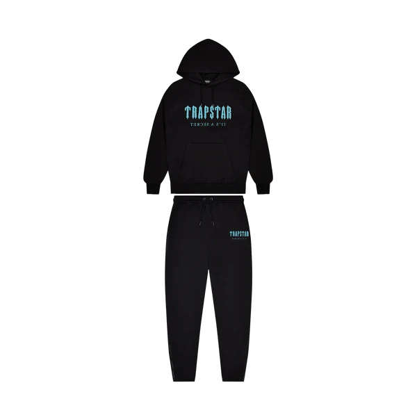 Trapstar Chenille Decoded Hooded Tracksuit-Black/Light Blue