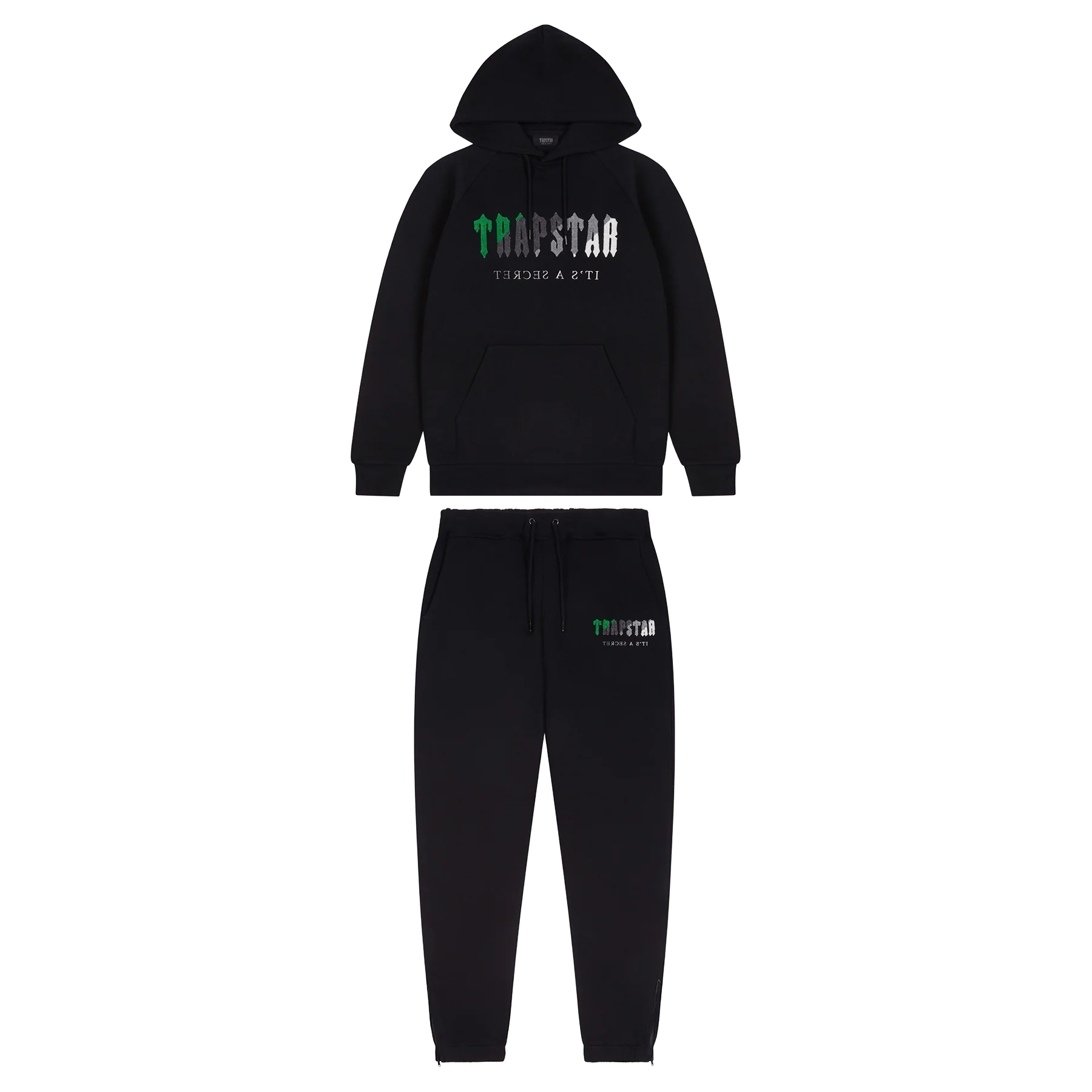 Trapstar Chenille Decoded Hooded Tracksuit-Black/Green