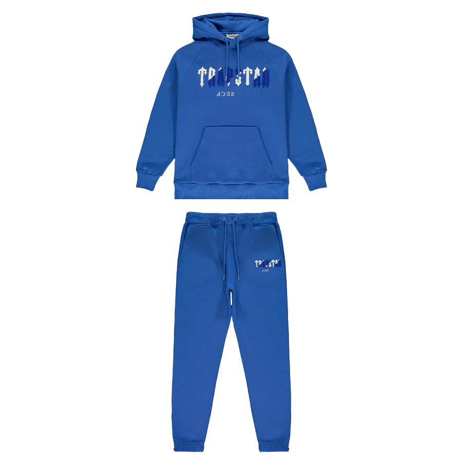 Trapstar Chenille Decoded Hooded Tracksuit - Dazzling Blue/White